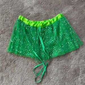 New Green Sparkly Tulle Skirt one size elastic waist with tie